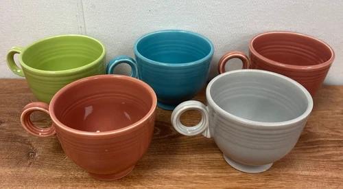 Set of 5 Vintage Homer Laughlin Fiesta Flat Cup Mug