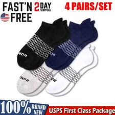 4 Pairs Men's Bombas Solid Ankle honeycomb 4 Colors Socks Size Large 4 Colors