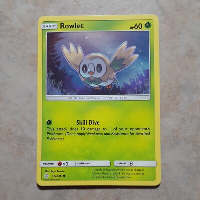 Pokémon TCG Rowlet Sun & Moon - Cosmic Eclipse 18/236 Regular Common