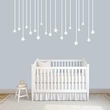 Hanging Stars Wall Decal - Nursery, Baby, Kids, Bedroom, Moon and Stars, Sticker