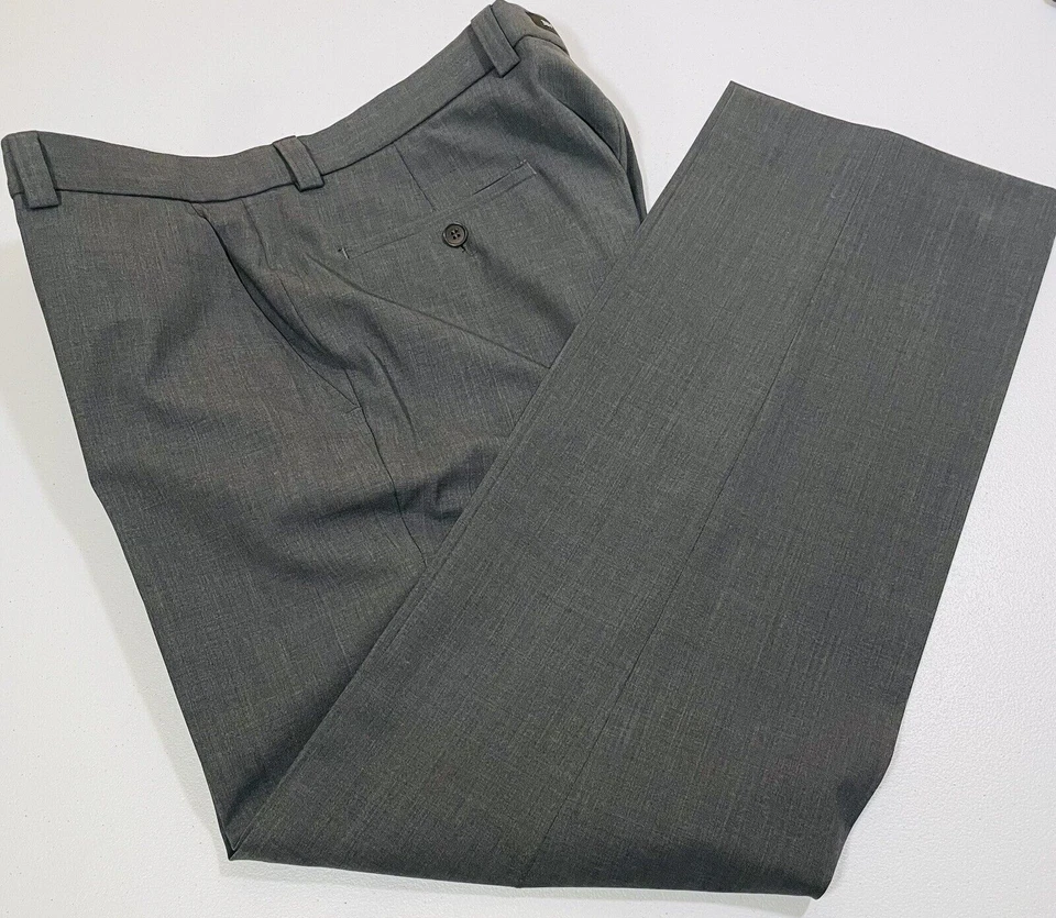 Pantalón de vestir de lana gris oscuro BRUNO SAINT HILAIRE Travel Concept para hombre UK 36R 36x30 Foto 2 de 4