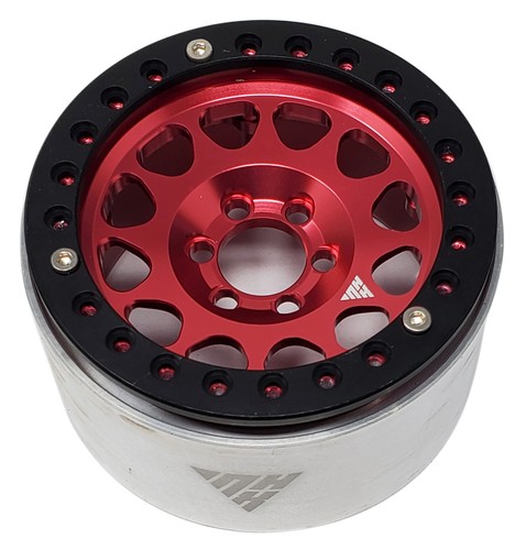 NHX RC 2.2'' Aluminum Beadlock Crawler Wheels Rims KM12: Red/Black 4pcs/set - Picture 5 of 6