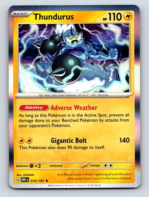 Basic Thundurus HP 110 Adverse Weather Gigantic Bolt Rarity Yellow