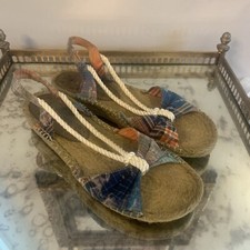 Sandalias Tejidas Kenzie Para Mujer 7.5 Cuadros Madrás Alpargatas Brillantes Playa Preppy