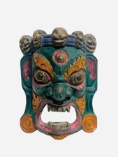 Antique Nepalese Hand-Carved Wooden Wall Shelf with Dharma Wheel & Peacock Motif — listing 2