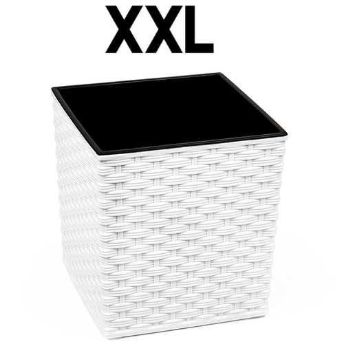 Blumenkübel Polyrattan Übertopf Blumentopf Einsatz Rattan weiß XXL (H