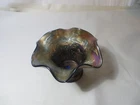 VINTAGE FENTON COBALT BLUE CARNIVAL GLASS HOLLY BERRY 6” HAT VASE