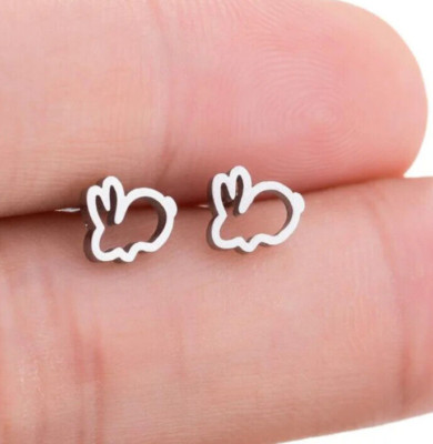 Paar Ohrstecker Edelstahl Hase Häschen (Stil 3)