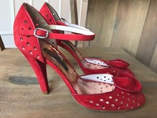 Marc Jacobs Red Suede Women's vintage ankle strap heels Size 7M