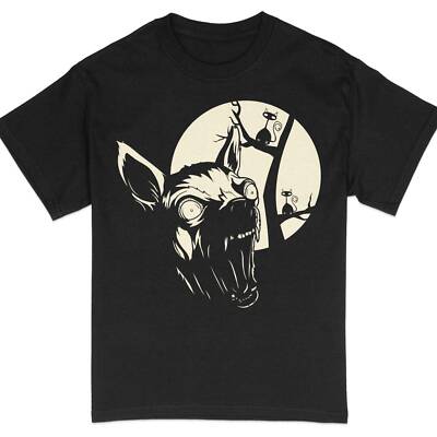 Spooky Black Cat and Werewolf T-Shirt, Halloween Full Moon Graphic Tee, Creepy N
