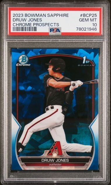 💎2023 Bowman Sapphire Chrome Prospects #BCP-25 Druw Jones AZ Dbacks PSA 10💎
