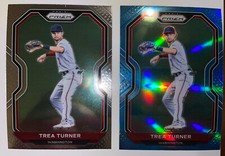 2021 Panini Prizm Baseball TREA TURNER #24 BLUE PRIZM & Base Nationals Dodgers