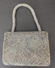 Cach  Silver Beaded Clutch