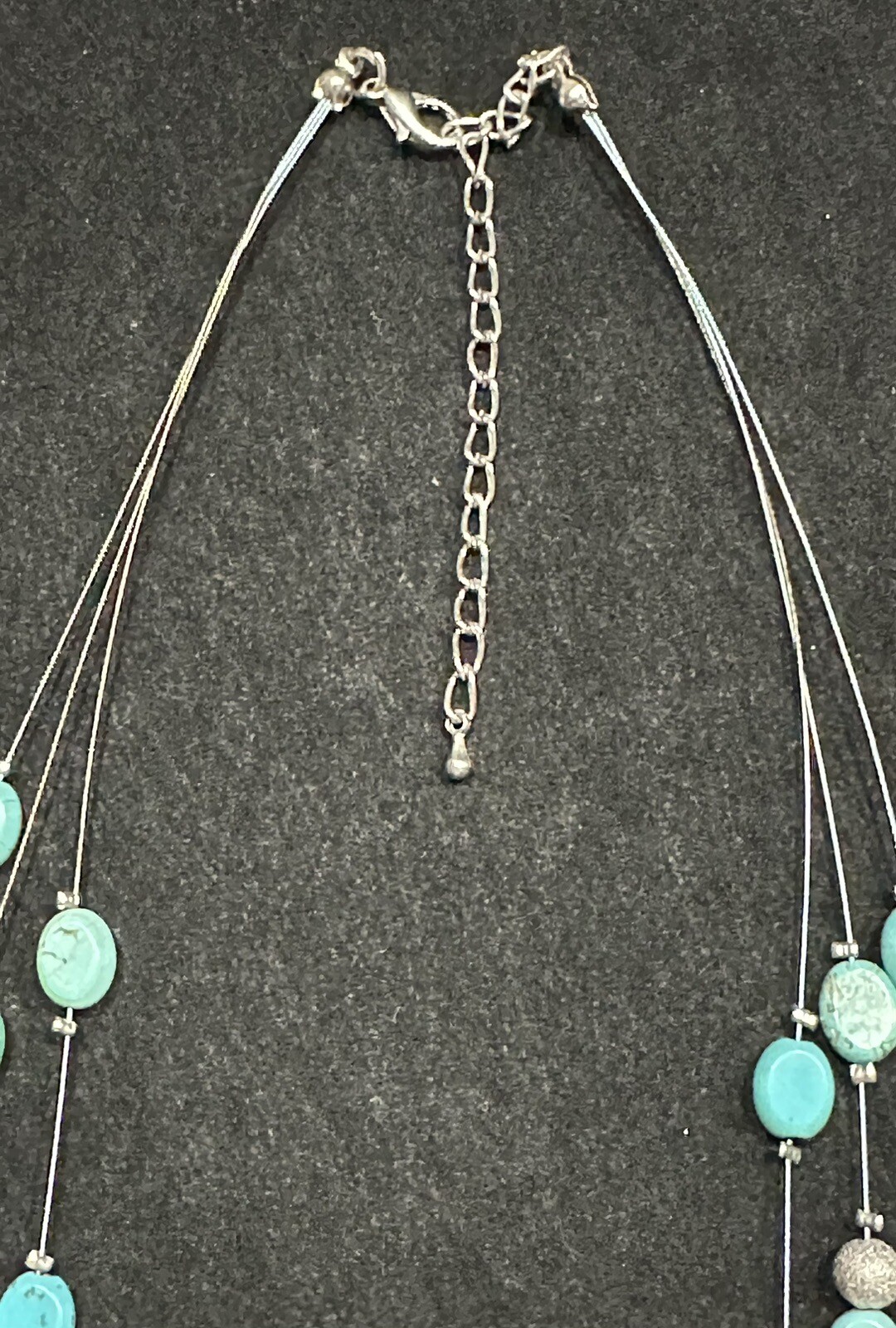 Silvertone Turquoise Blue Silver - Multi Strand W… - image 5