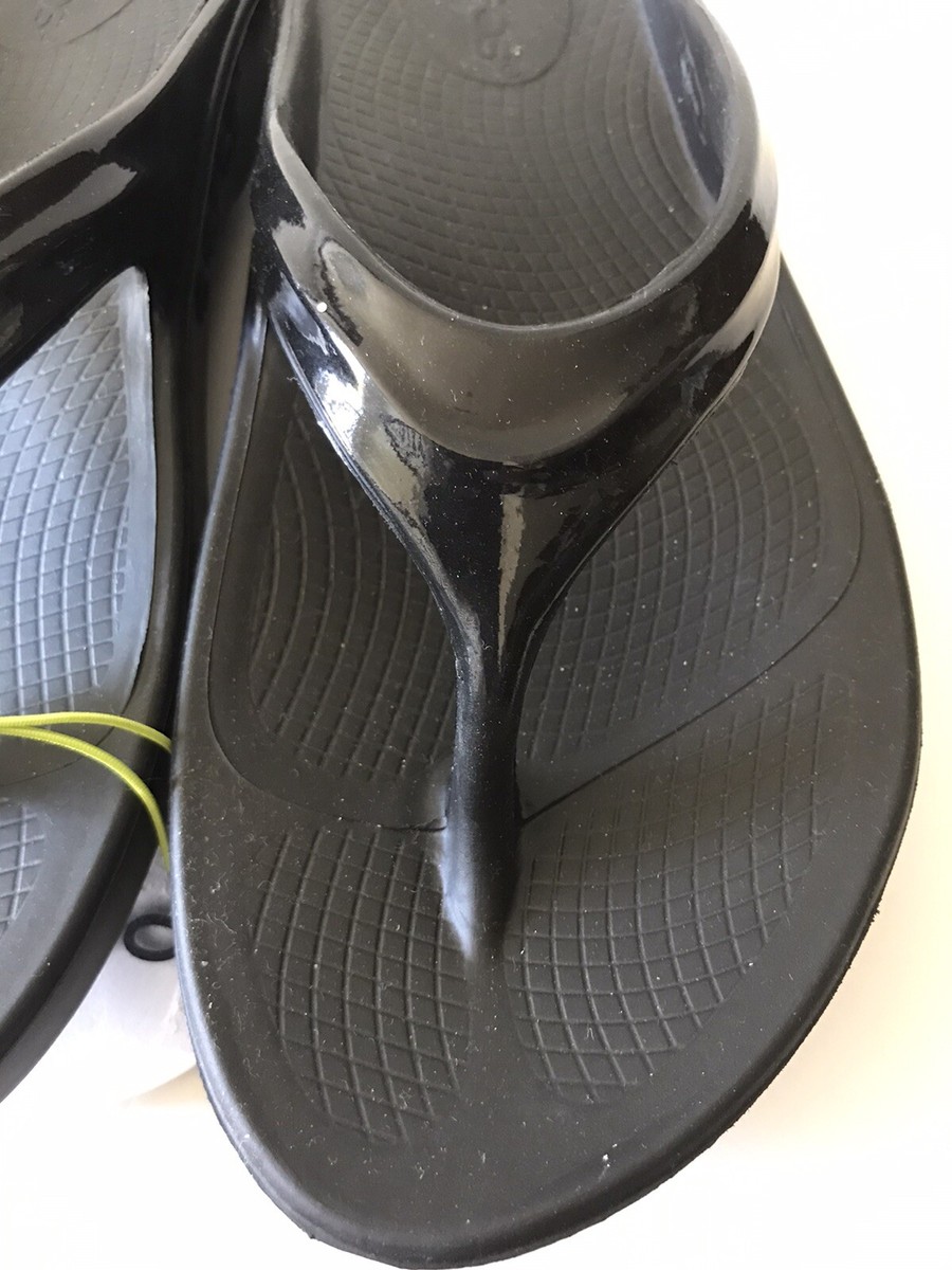 ? OOFOS OOLALA UNISEX BLACK FLIP FLOP SZ M 8 W 10 BEACHWEAR CUSHIONED FOOTBED OOFOS OOmega OOlala | Marathon Sports main image 3