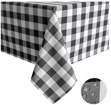 Tektrum 60"X60" Square Tablecloth-Waterproof/Spill Proof - Black/White Checker