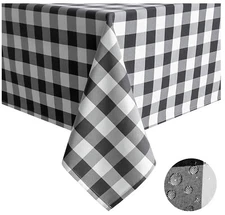 Tektrum 70"X70" Square Tablecloth-Waterproof/Wrinkle Free - Black/White Checker