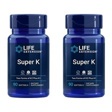Life Extension Super K Vitamin K1, Vitamin K2 90 softgels 2 Pack