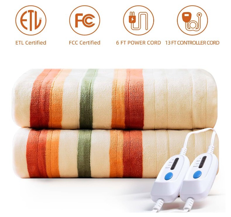 JET'S HOME Heated Blanket Queen Size 84‘’X90‘’Soft Silky Plush Electric