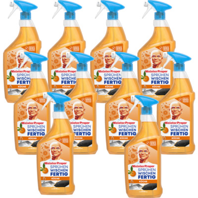 10 x Meister Proper Sprühen Wischen Fertig Küchenreiniger Orange 800ml