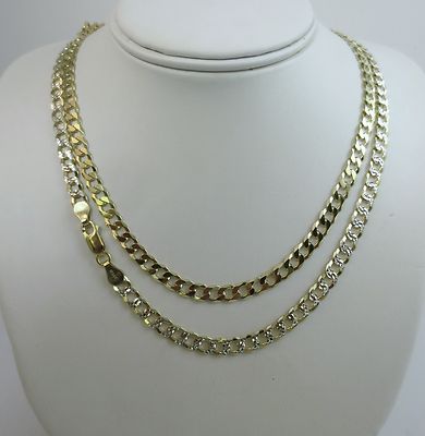 5.5mm Curb Pave Chain. Vermeil - Gold 