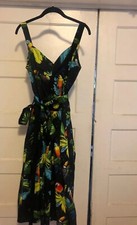 Marc Jacobs Parrot Dress 6 Black Multicolor Tropical Foliage Tie Belt $450 NWT