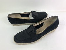SALVATORE FERRAGAMO Black Canvas Vara Bow Blake Espadrille Flats Size 7.5