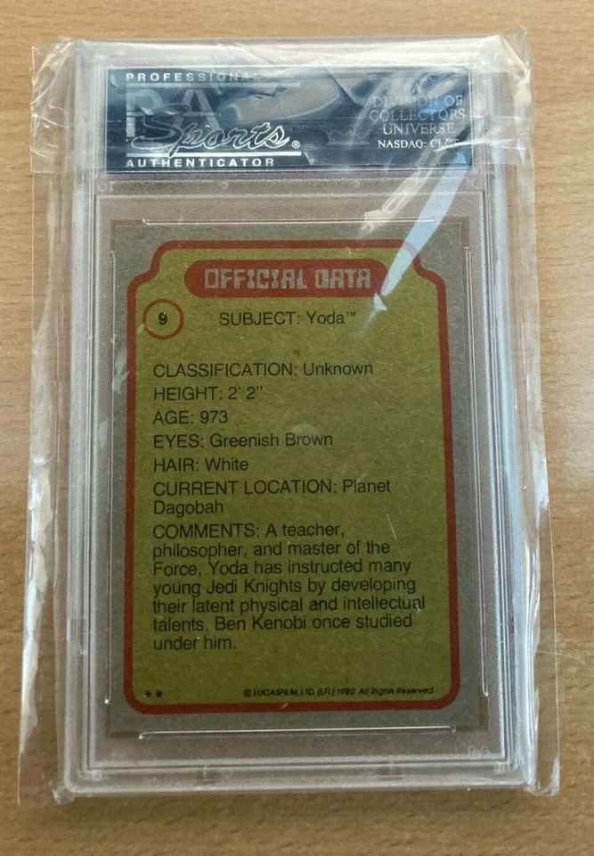 YODA rookie 1980 STAR WARS - STAR FILE Vintage Card #9 - PSA 9 OC POP 26 only 📈 - Image 2 of 2