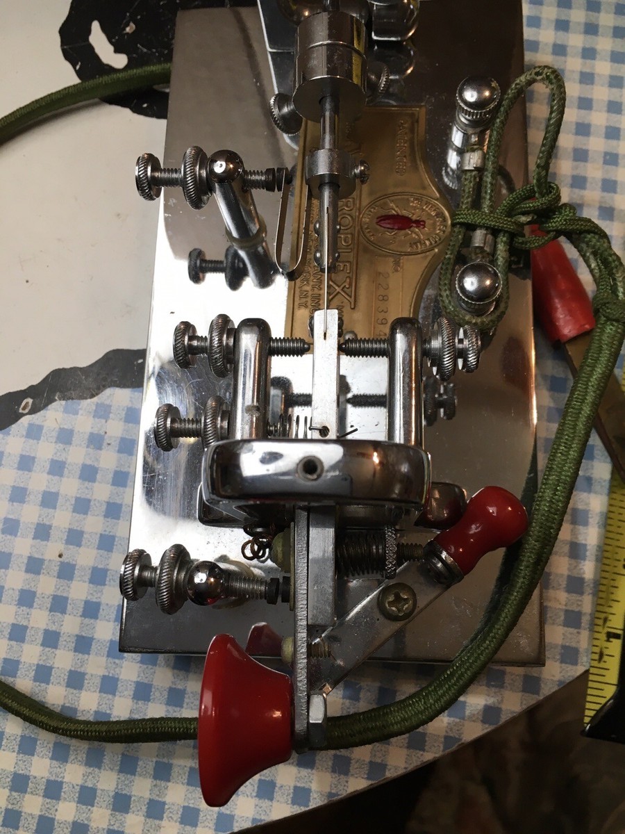 VINTAGE VIBROPLEX VIBRO-KEYER DELUXE~RED LIGHTNING BUG SN 228394