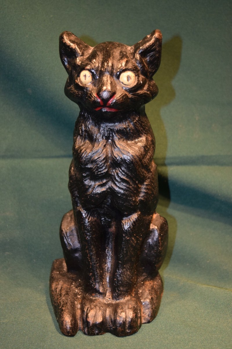 Antique 1920s NATIONAL FOUNDRY Cast Iron Black Cat Doorstop 9