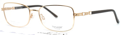 TITANIUM 220 T220-08 40 Gold Womens Rectangle Full Rim Eyeglasses 54-16-135 B:36