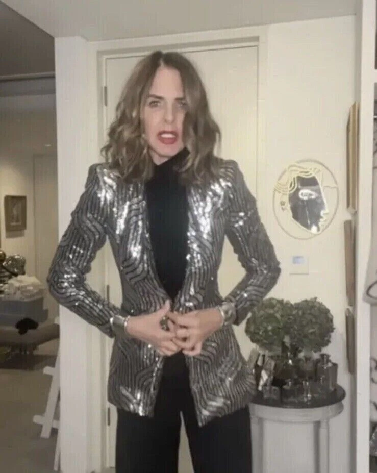 CHAQUETA BLAZER ZARA NUEVA PLATEADA LENTEJUELAS SIN SOLAPA ABRIGO TALLA XS REF. 9355/657 Foto 4 de 4