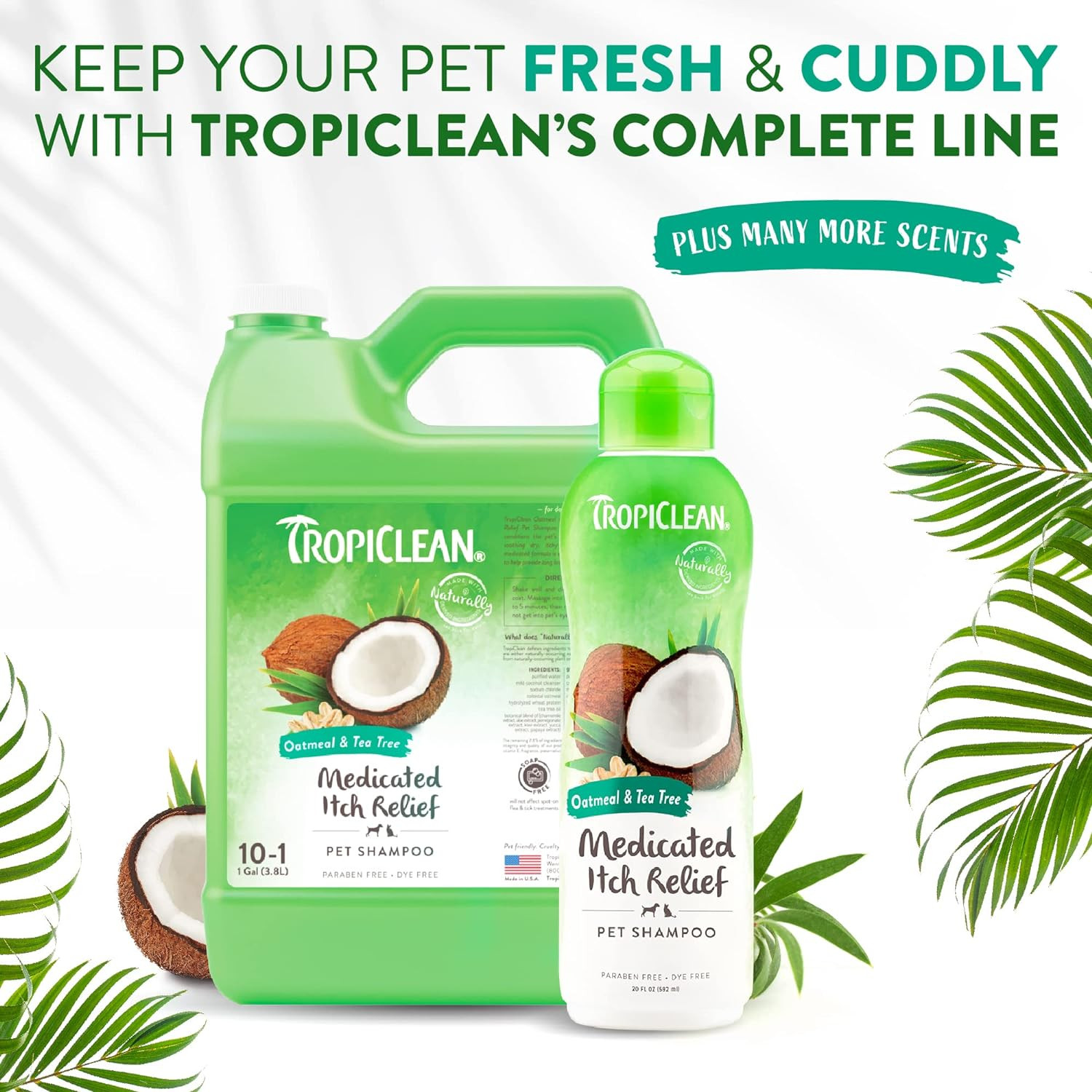 Tropiclean Medicated Dog Shampoo for Allergies and Itching | Tea Tree & Oatmeal