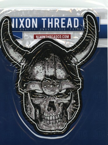 VIKING SKULL Patch 12" | Realistic Skeleton Warrior Embroidered Iron On Large - Imagen 5 de 5