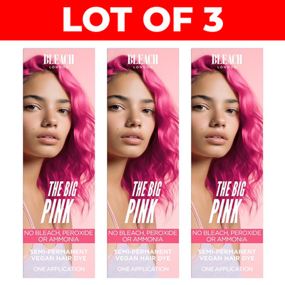 Lot of 3 Bleach London Semi Permanent Hair Color Dye 5.07 fl oz  The Big Pink