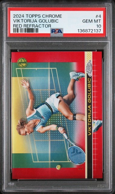 2024 TOPPS CHROME TENNIS RED REFRACTOR #4 VIKTORIJA GOLUBIC 1/5 PSA 10