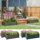 Set of 2 Outdoor Planter Box, Galvanised Steel Raised Garden Bed