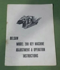 Foley Belsaw Model 200 Key Machine Adjustment and Operation Manual free shipping