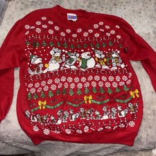 Vintage American Hero Christmas Kids Sweater Size 10/12