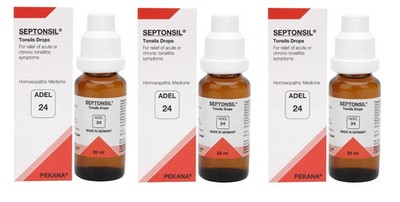 ADEL 24 Tonsils Drops Pack of 3 Natural Homeopathic Remedy for Throat Wellness
