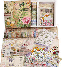 Vintage Botanical Scrapbooking Supplies Kit, Aesthetic Flower Scrapbook Kit for
