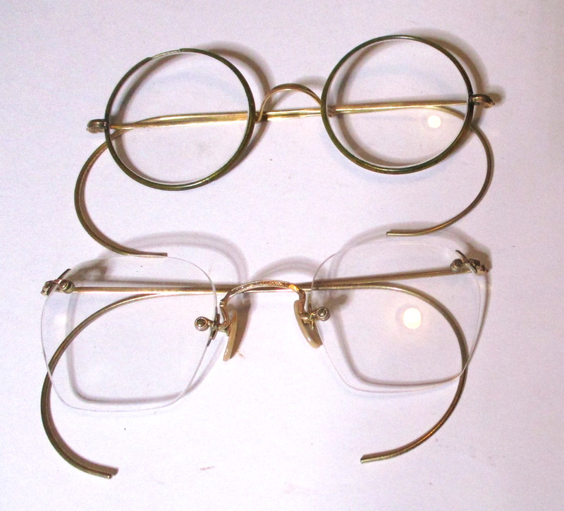 2 PAIR of VINTAGE SHURON GOLD UNISEX EYEGLASSES ~ I SELL OLD GLASSES & FRAMES