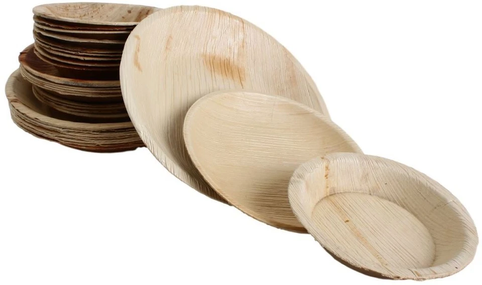 100x Palmblatt Einweg-Teller rund Bio Eco-Geschirr v. Größen kompostierbar Party - Bild 3 von 4