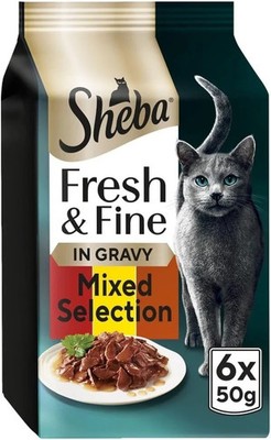 Katzen Sheba Fresh Fine Pouches Rind & Huhn in Soße Futter von Sheba 8 x 6 x 50g