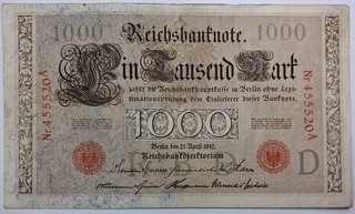 Deu 40a/Ro 45a Deutsche Reichsbank 1000 Mark 21.04.1910 Kn.6 stellig