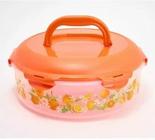 LocknLock Special Edition Spring Printed Pie Carrier w/ Handle k99824 Citrus