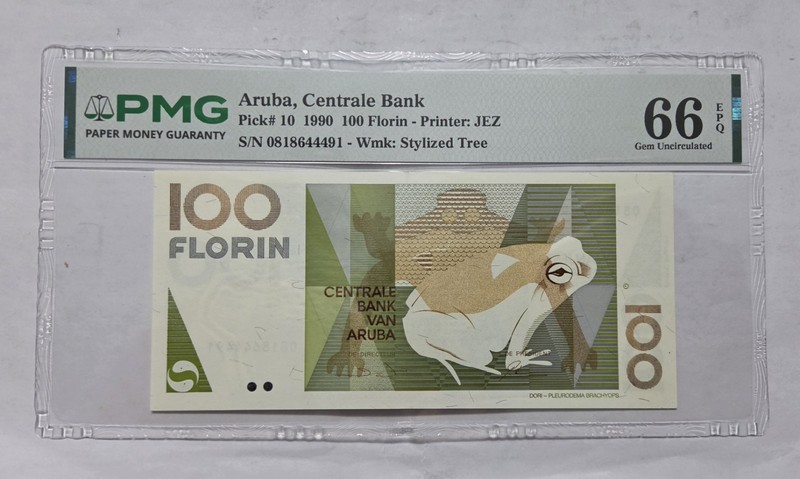Aruba 1990 100 Florin P-10 Banknote (Centrale Bank Aruba) PMG 66 EPQ