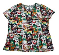 Size XL Scrub Top Shirt Rudolph Reindeer Christmas Medical Uniform