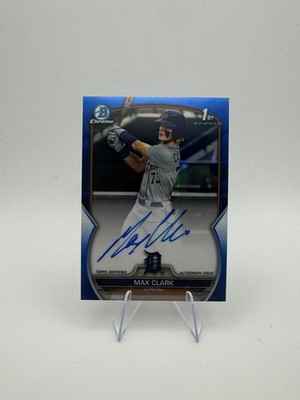 2023 Bowman Draft Chrome Max Clark True Blue Refractor Auto /150 Tigers 