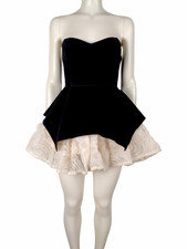 Fashion Nova Analina Black Velvet Strapless Tulle Skirt Mini Dress Size S NWT
